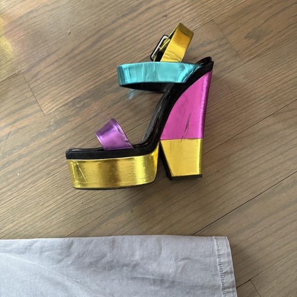 Giuseppe Zanotti Purple, Teal, and Gold Platform Sandals - Picture 4 of 5